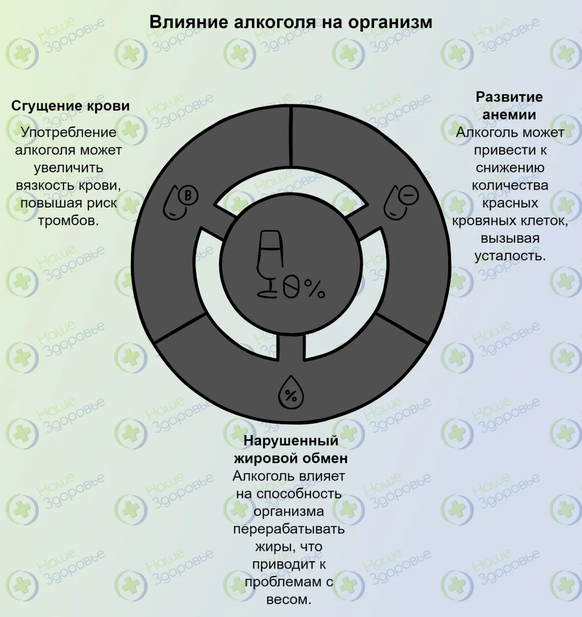 Инфографика изменения под алкоголем